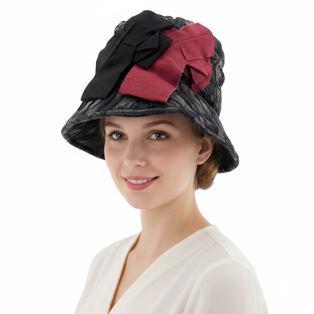 Dolce & Gabbana Multicolor Bow Accent Black Red Bucket Hat - Wool Blend-