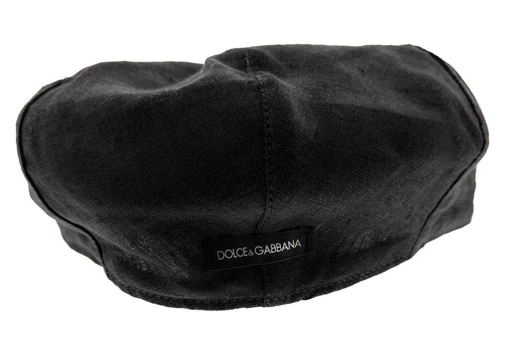 Dolce & Gabbana Men’s Black Pure Linen  Flat Cap
