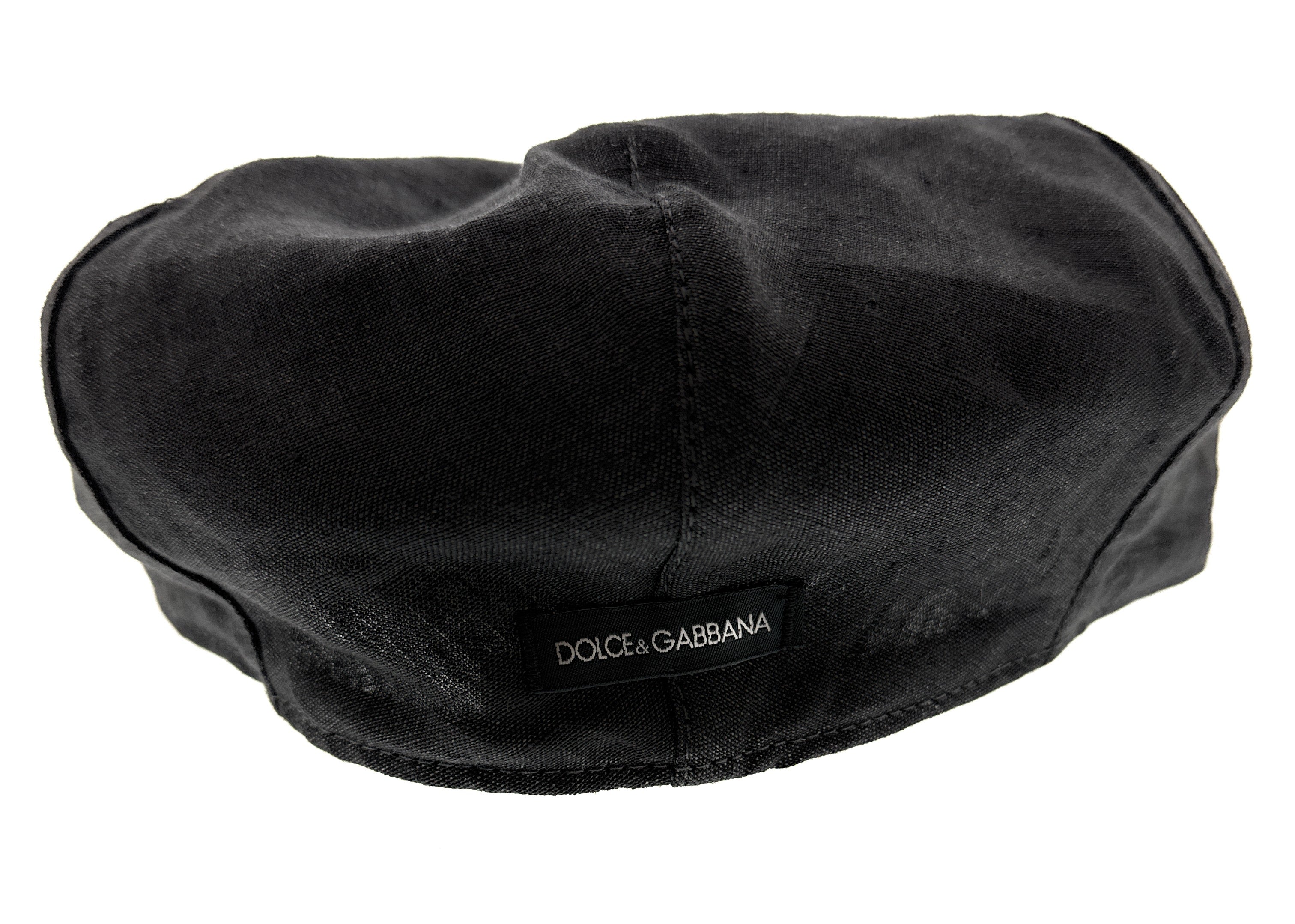 Dolce & Gabbana Men’s Black Pure Linen  Flat Cap