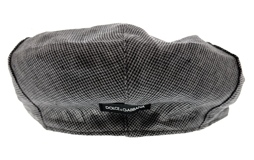Dolce & Gabbana Men’s Grey Herringbone Flat Cap –  Luxury Headwear