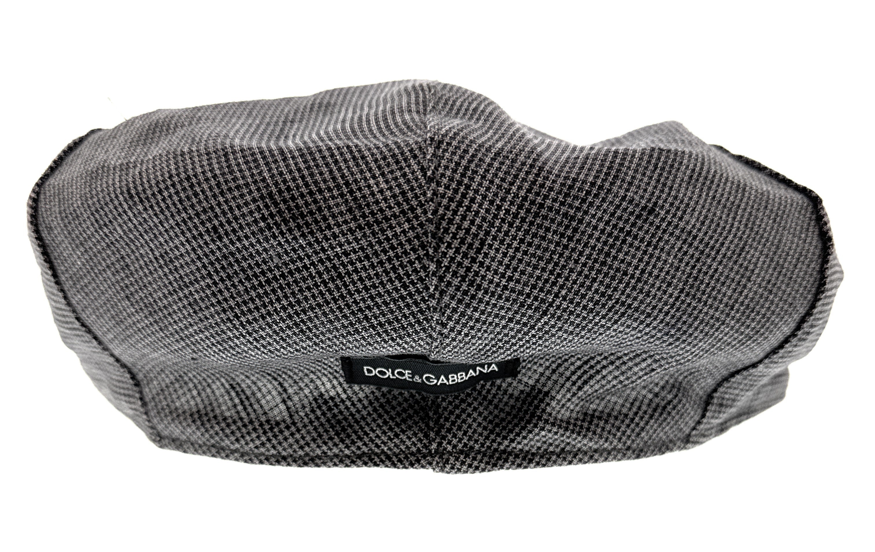 Dolce & Gabbana Men’s Grey Herringbone Flat Cap –  Luxury Headwear