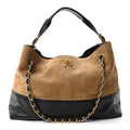 Suede Calfskin Shiny Lambskin Quilted Small Coco Base Shopping Bag Beige Black