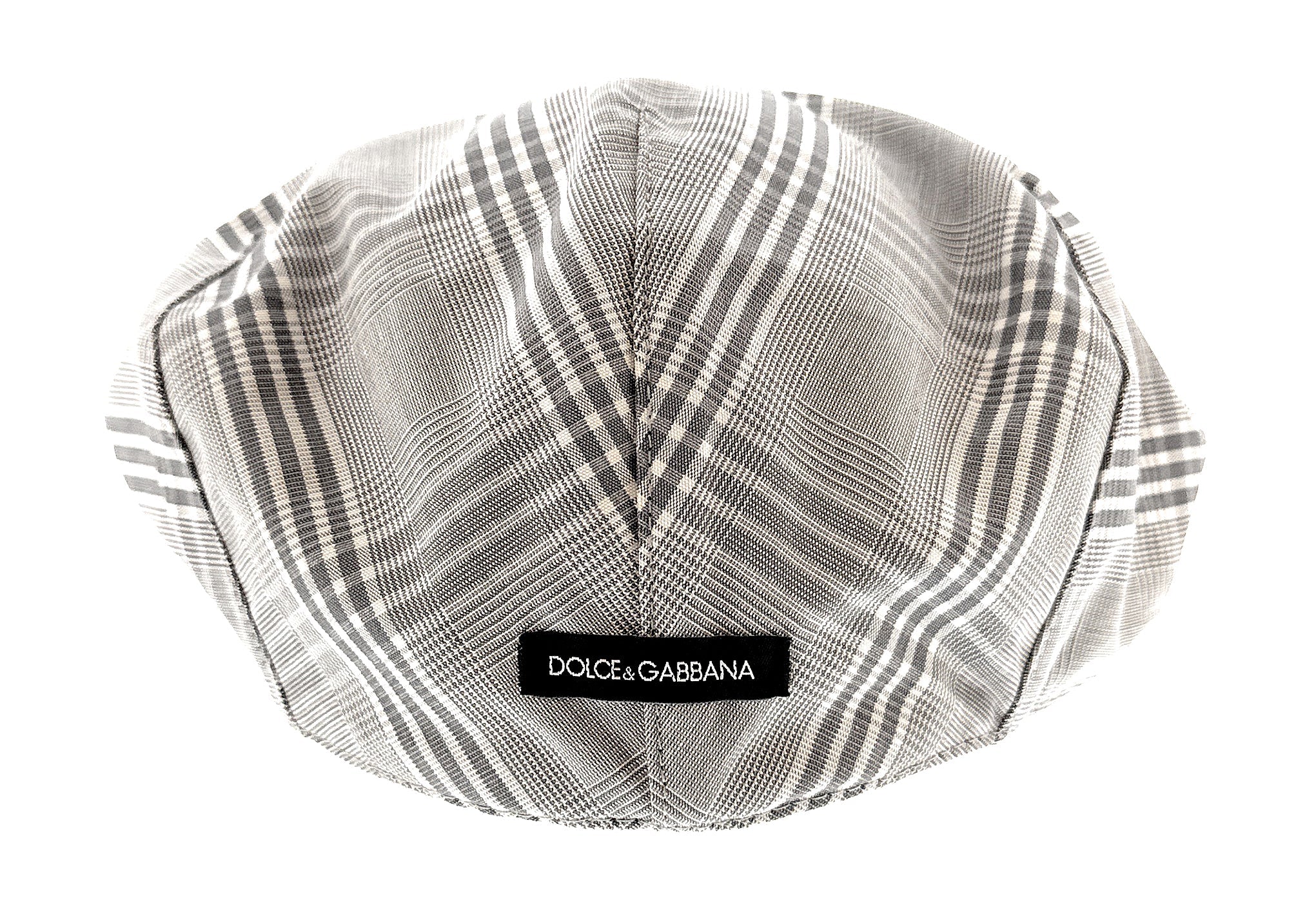 Dolce & Gabbana Men’s Light Grey Large Plaid Flat Cap -Adult L