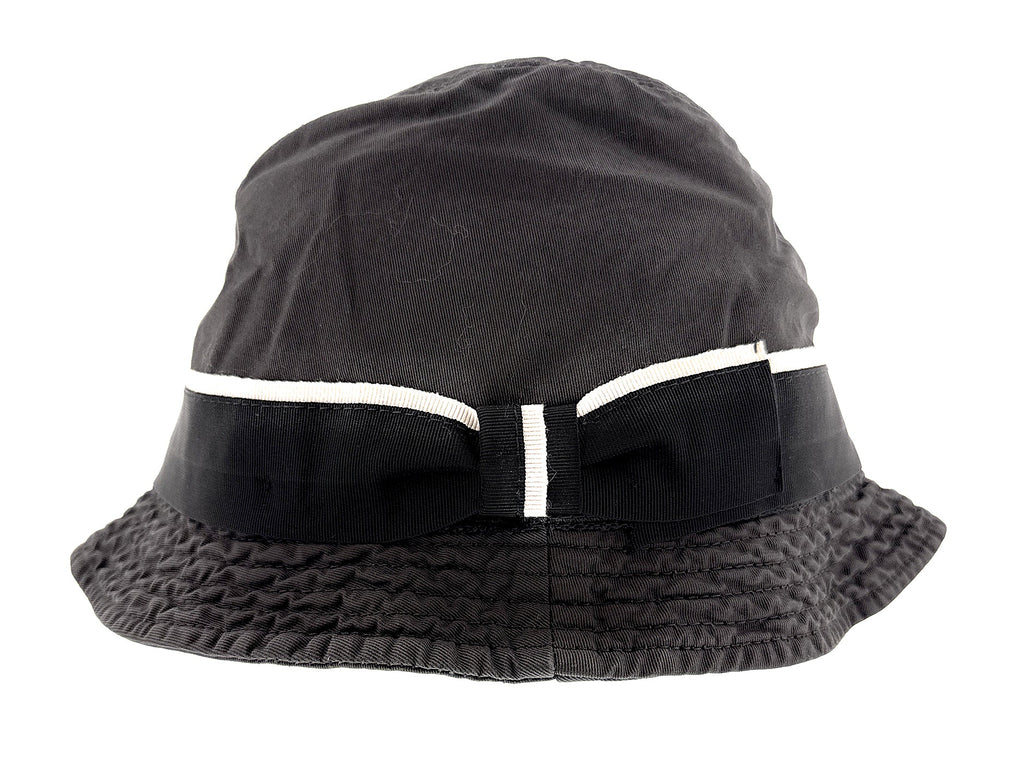 Dolce & Gabbana Men’s Black Pure Cotton Bucket Hat with Bow Band-Adult M