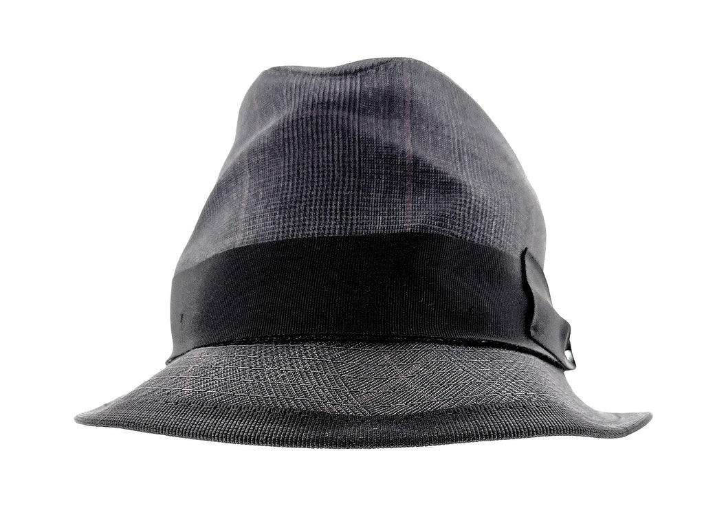 Dolce & Gabbana Men’s Grey Pure Cotton Plaid Bucket Hat with Bow Band-Adult M