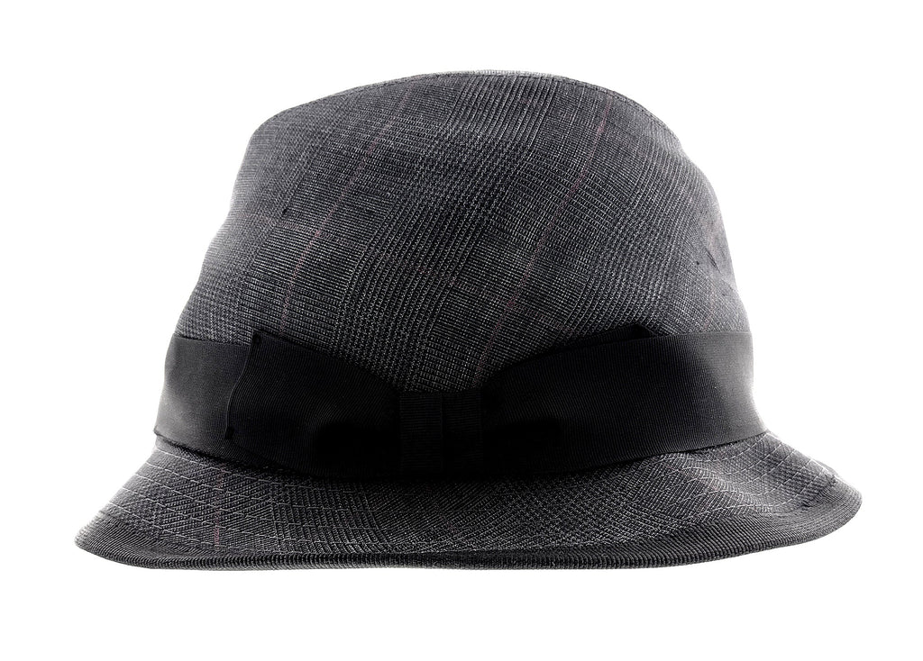 Dolce & Gabbana Men’s Grey Pure Cotton Plaid Bucket Hat with Bow Band-Adult M