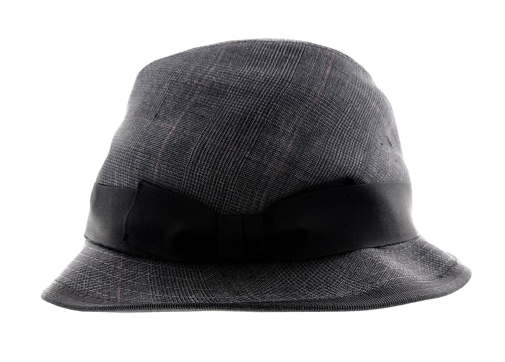 Dolce & Gabbana Men’s Grey Pure Cotton Plaid Bucket Hat with Bow Band-Adult M