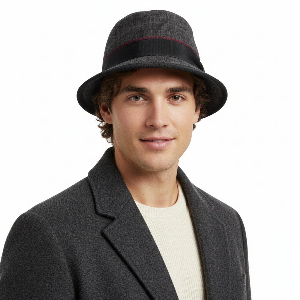 Dolce & Gabbana Men’s Grey Pure Wool Bucket Hat with Bow Band-Adult L