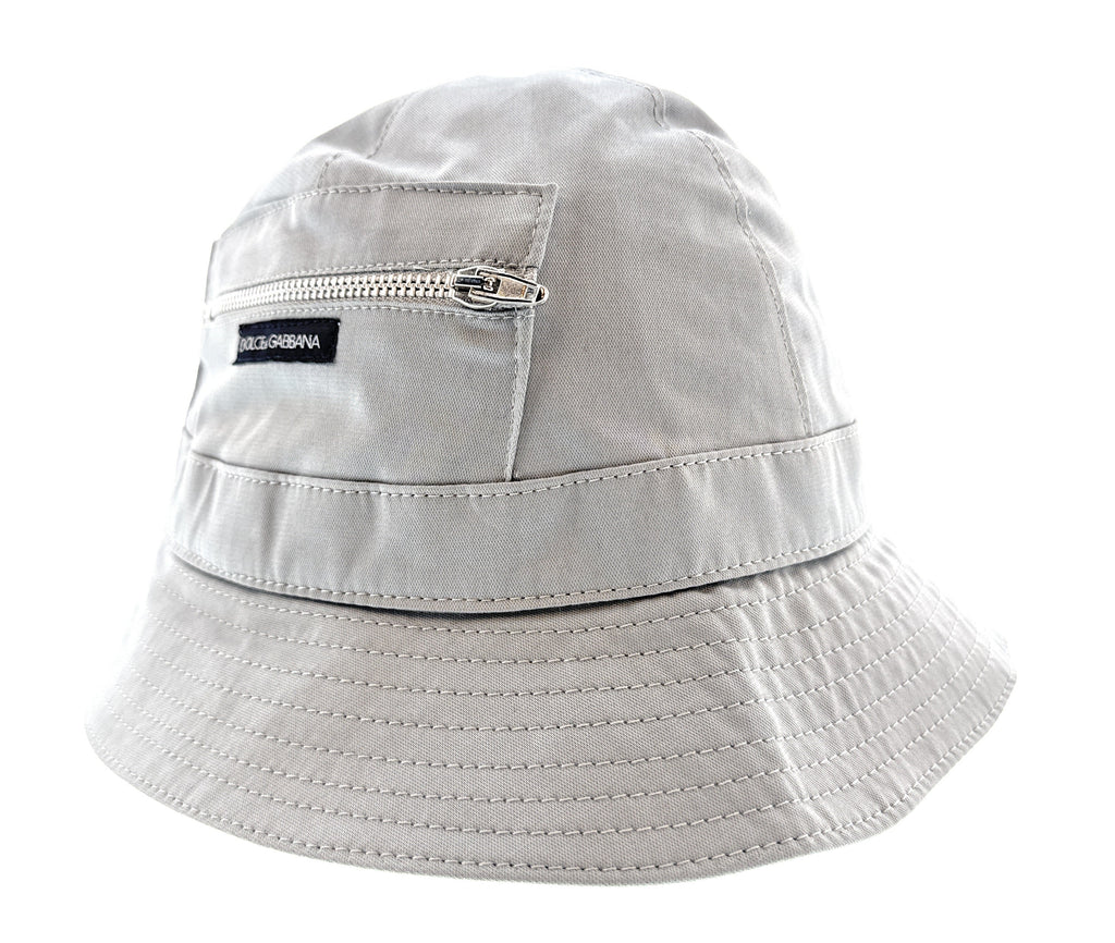 Dolce & Gabbana Beige Cotton Zipper Fishermans Hat-Adult M