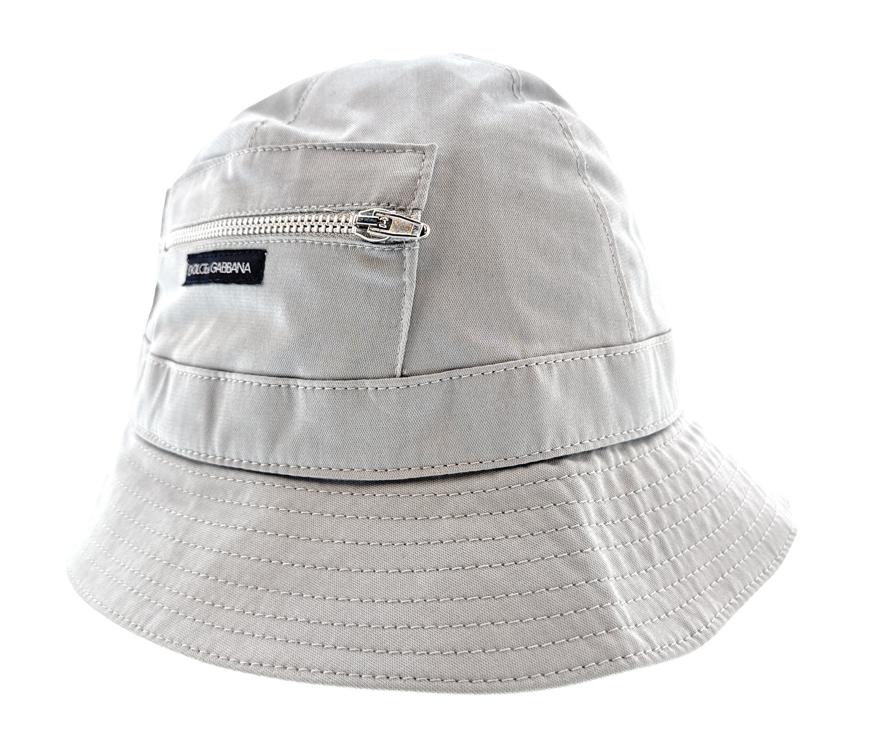 Dolce & Gabbana Beige Cotton Zipper Fishermans Hat-Adult M