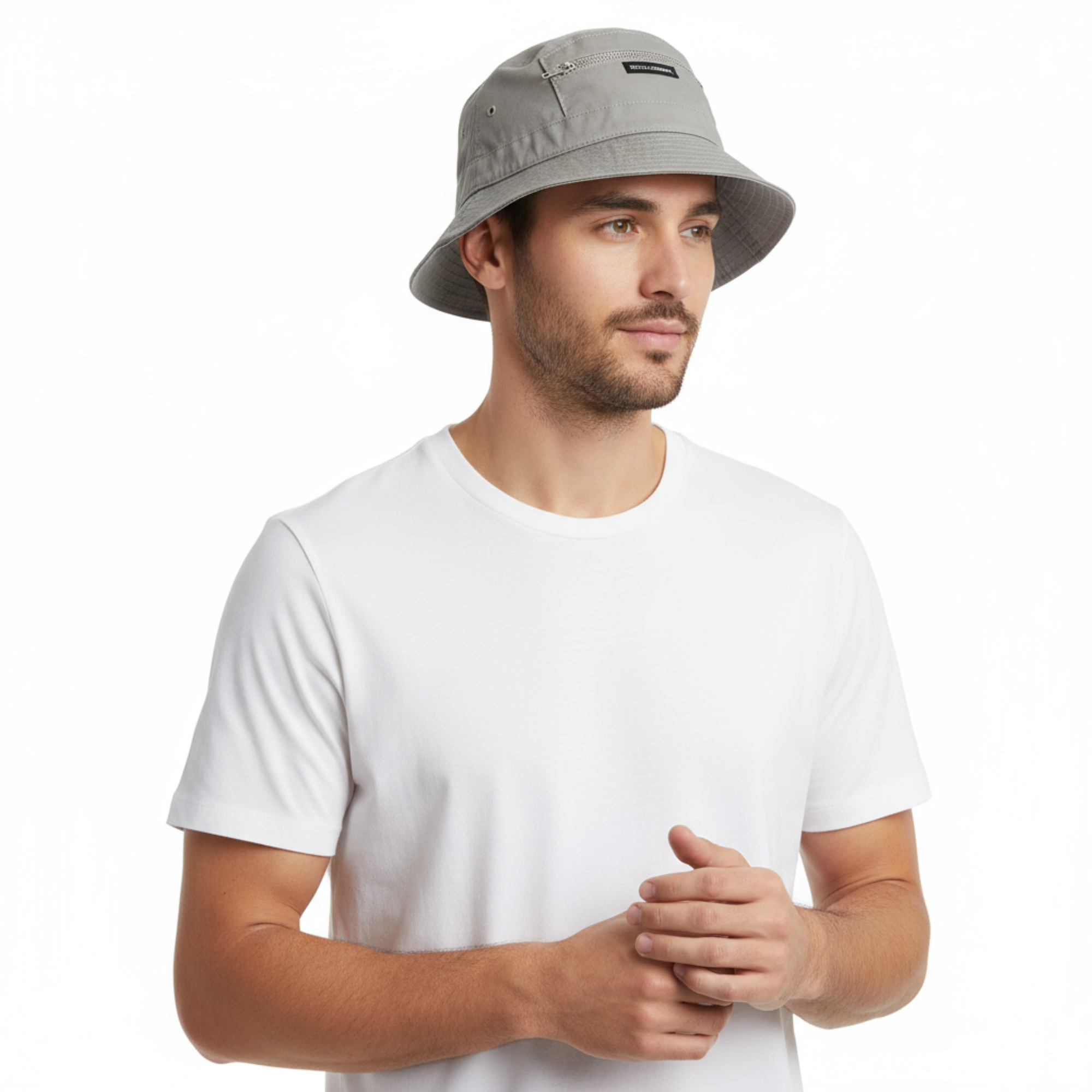 Dolce & Gabbana Beige Cotton Zipper Fishermans Hat-Adult M