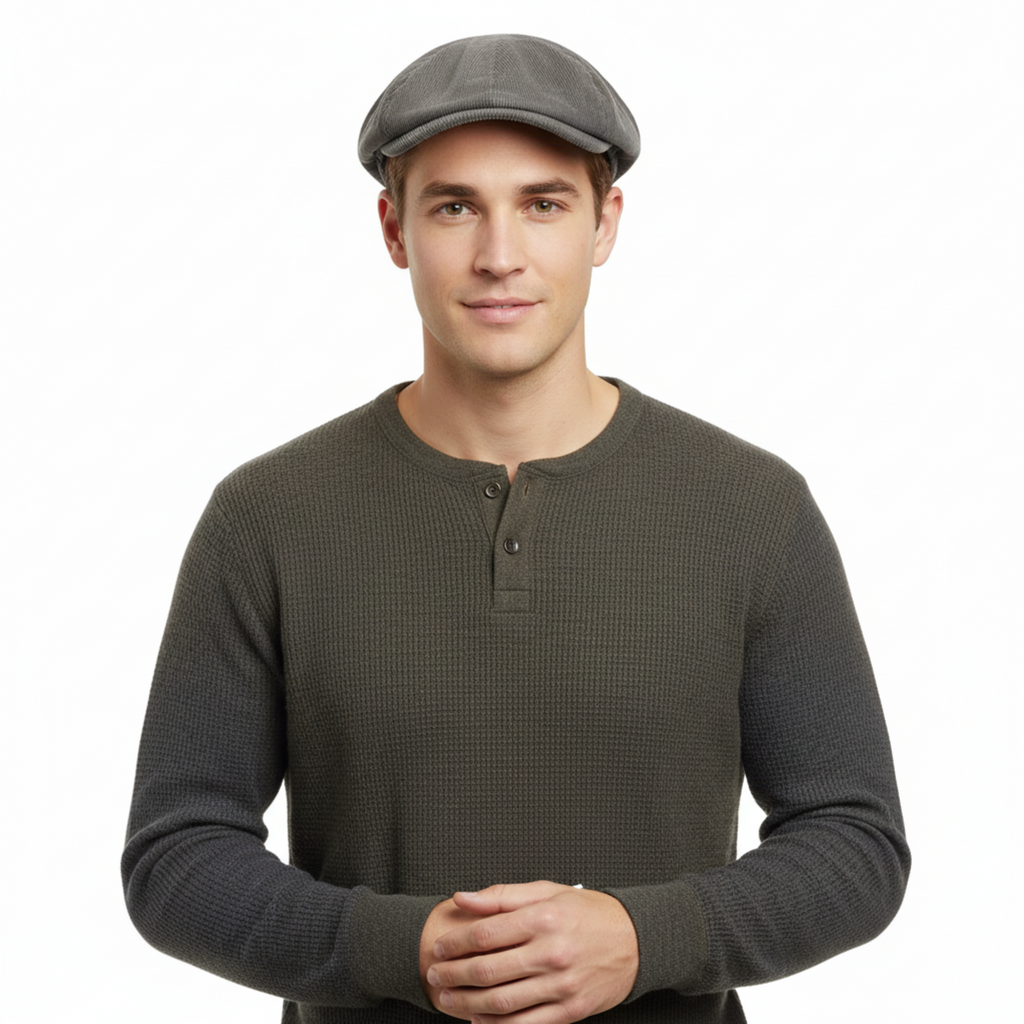 Dolce & Gabbana Light Grey Vintage Print  Linen Blend Flat Cap-