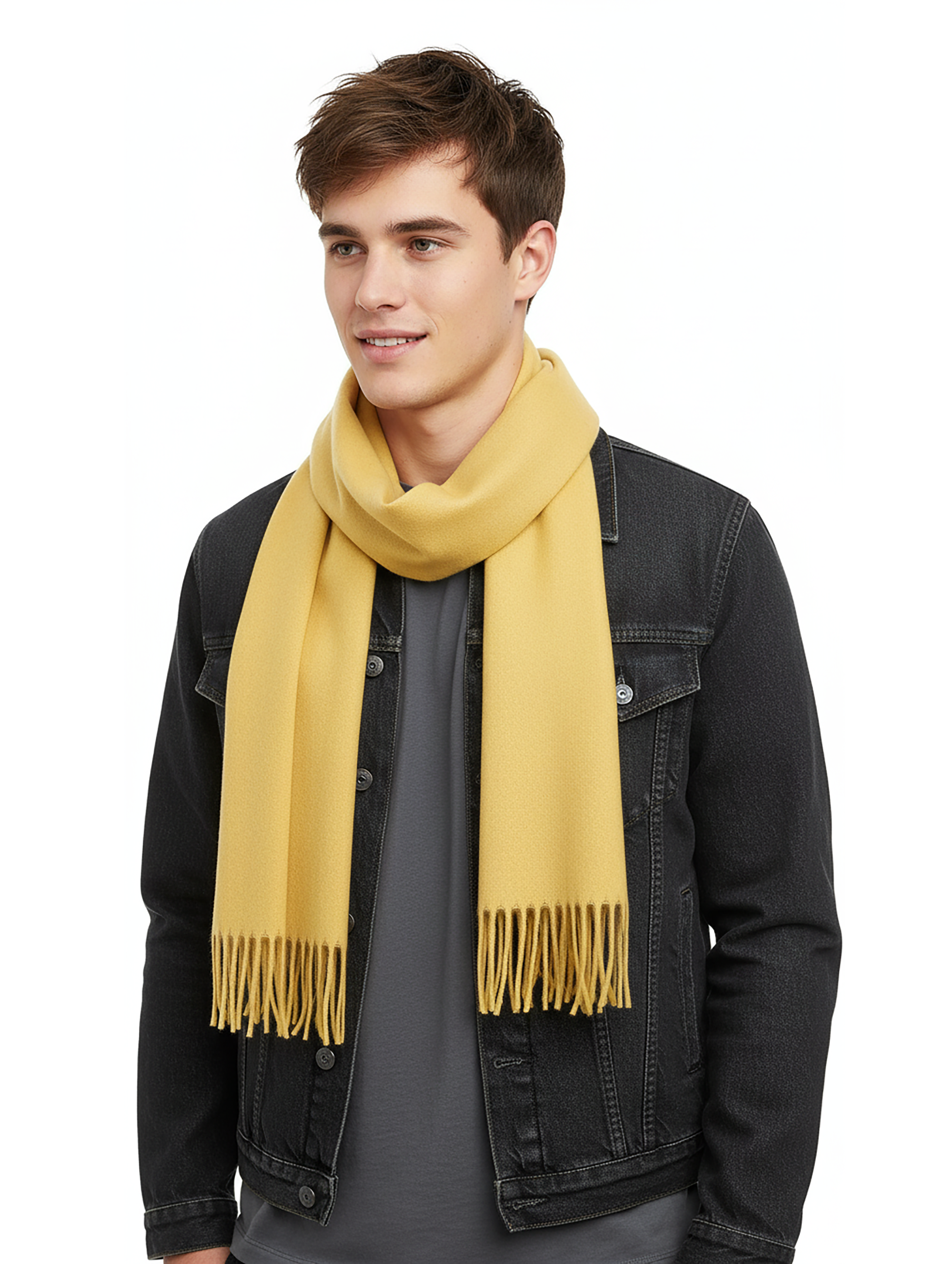 Lanvin Yellow Luxurious Modern 100% Cashmere Scarf