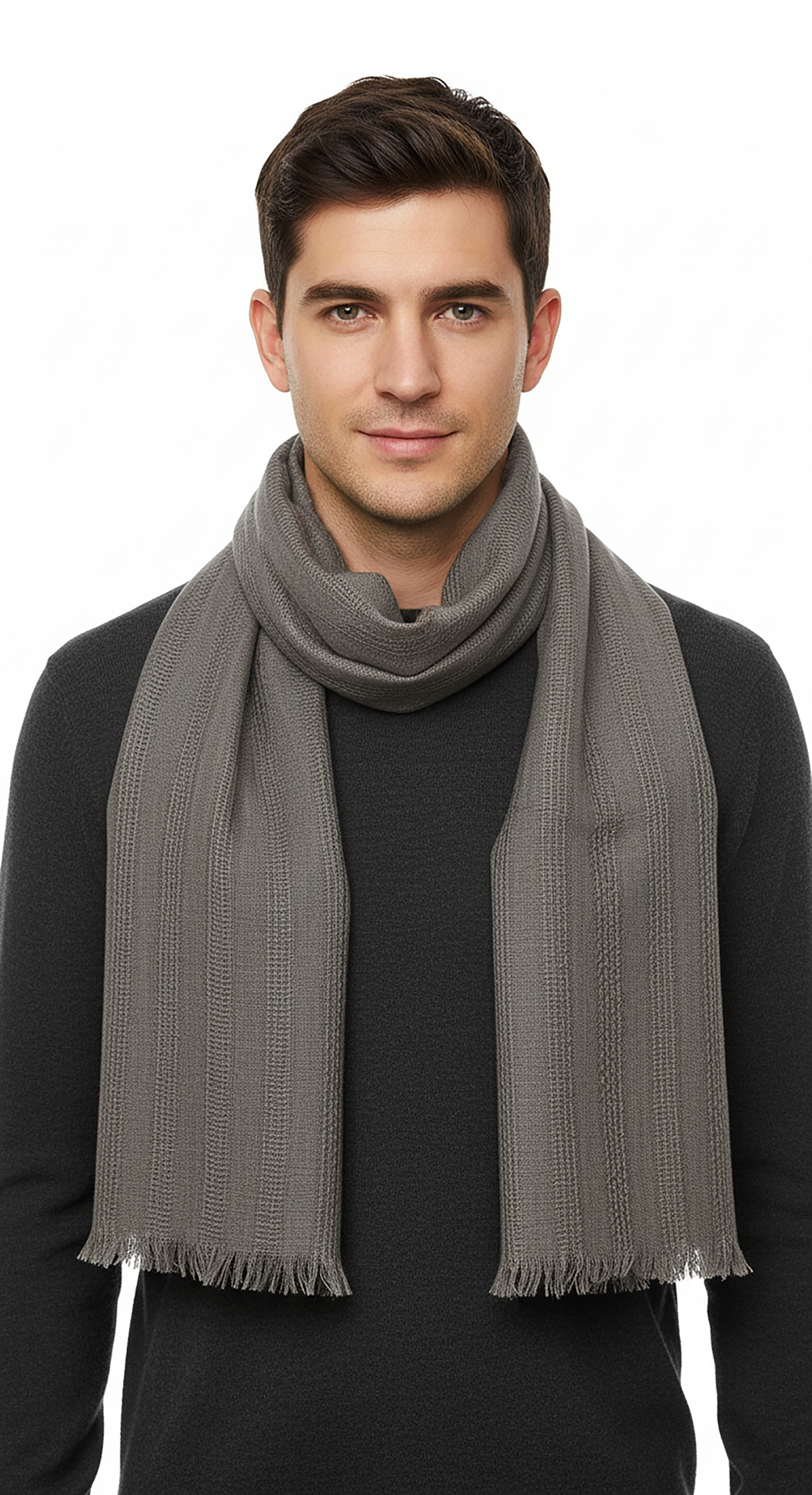 Lanvin Taupe Luxurious Modern Cashmere SIlk Blend Scarf