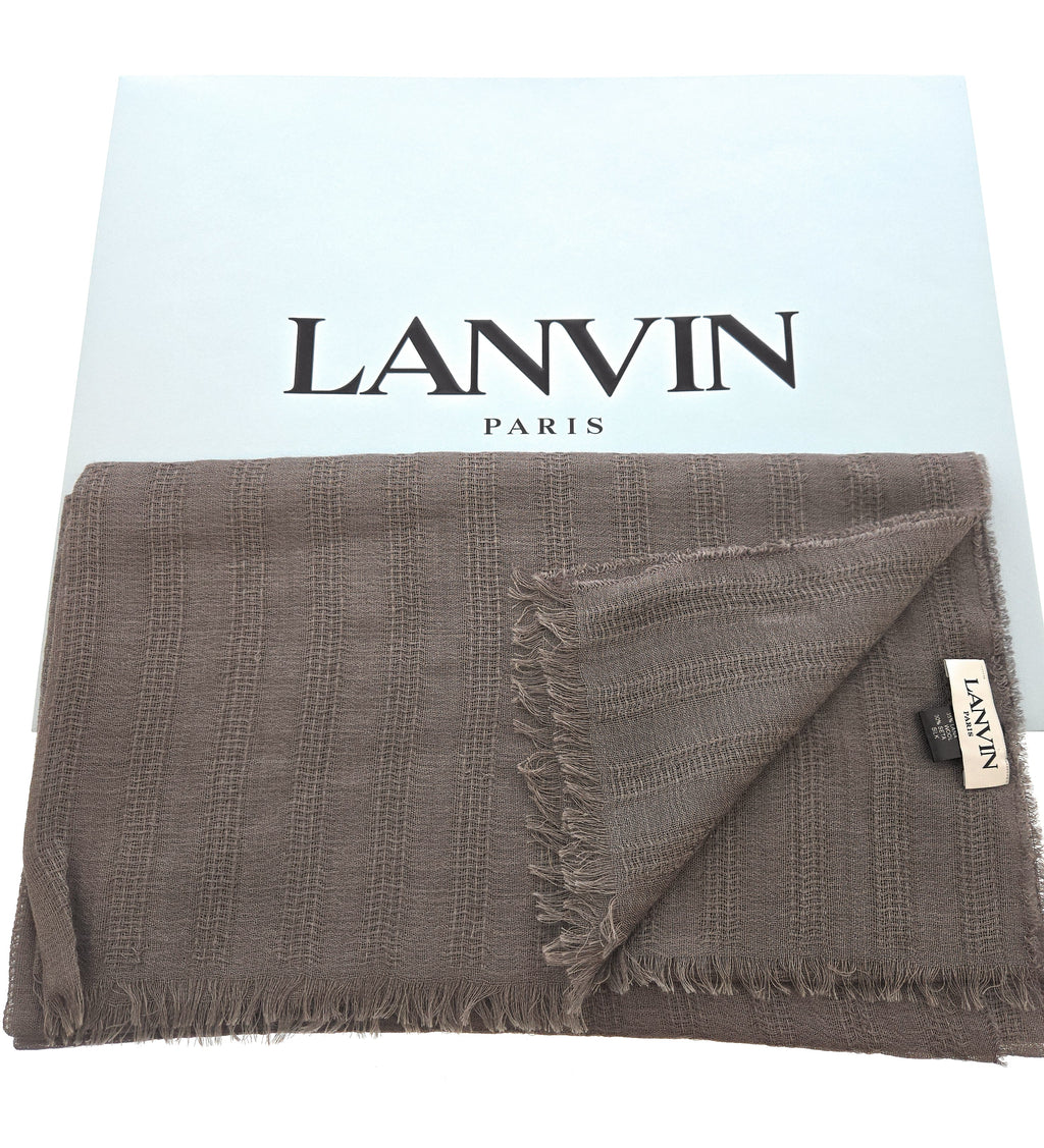 Lanvin Taupe Luxurious Modern Cashmere SIlk Blend Scarf