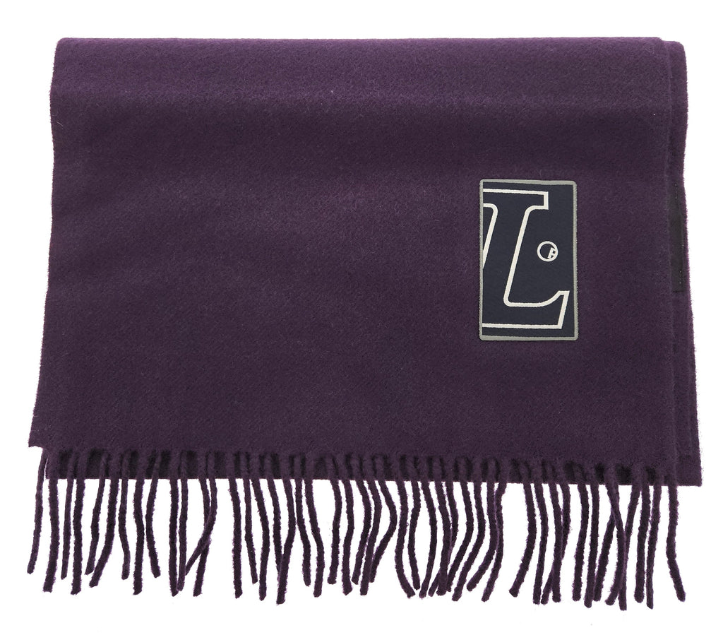 Lanvin Soft Luxurious 100% Wool Purple Fringe Scarf