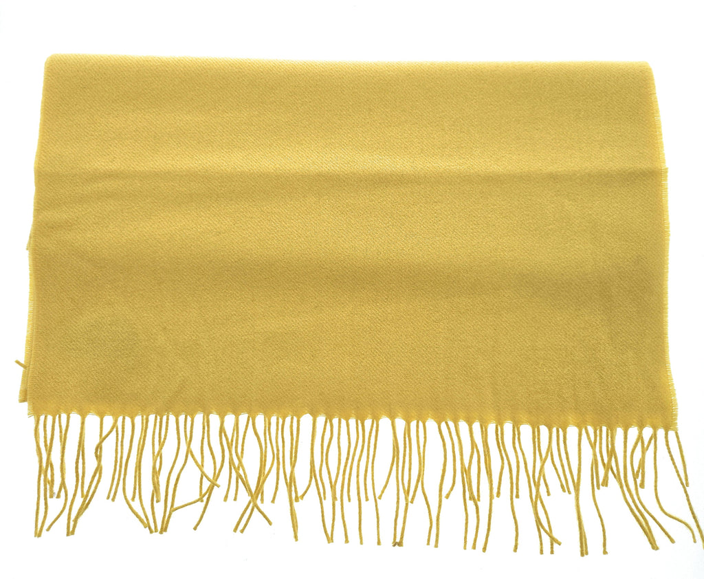 Lanvin Soft Luxurious Cashmere and Wool Yellow Fringe Scarf