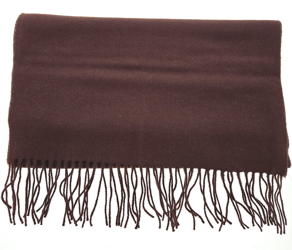 Lanvin Soft Luxurious Cashmere and Wool brown Fringe Scarf
