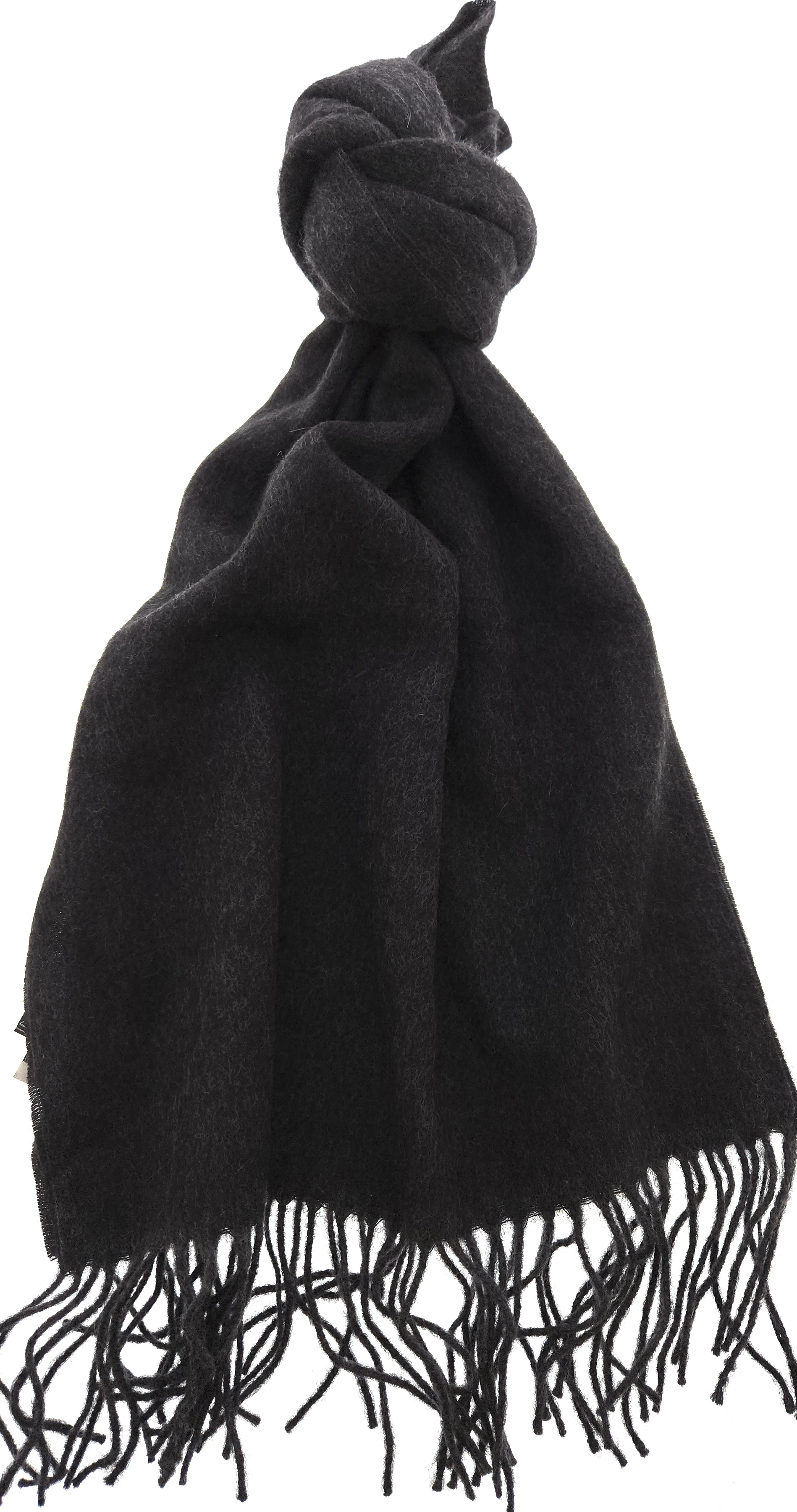 Luxurious Cashemere Blend Scarf with Fringed Ends -  Charcoal Grey