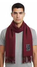 Lanvin Soft Luxurious 100% Wool Burgandy Red Fringe Scarf