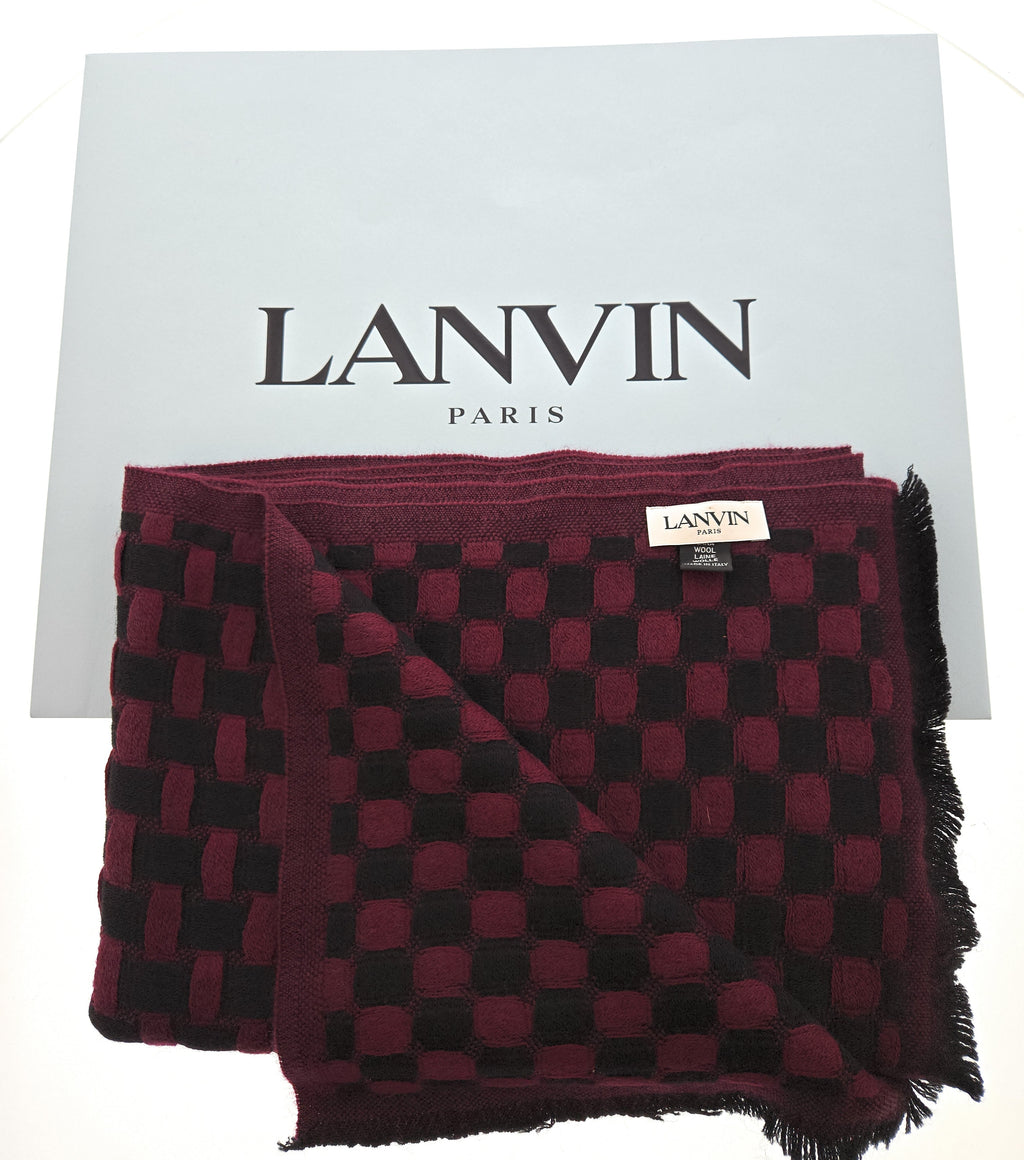 Lanvin Soft Luxurious 100% Wool Red Fringe Scarf