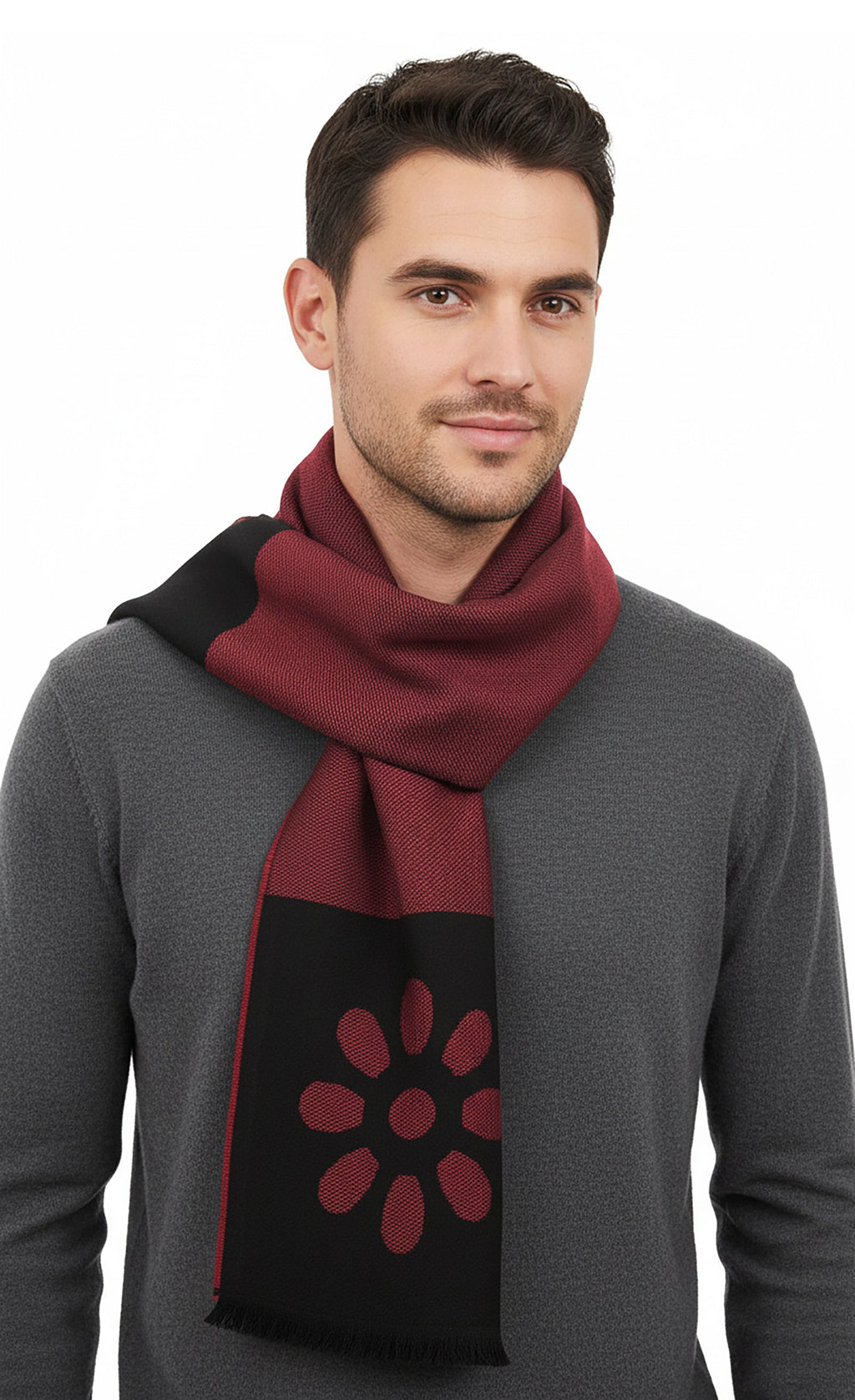 Lanvin Soft Luxurious 100% Wool Red Fringe Scarf