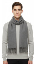 Lanvin Soft Grey Wool Scarf with Fringed Edges