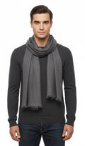 Lanvin Soft Luxurious Cashmere and Wool Gray Fringe Scarf