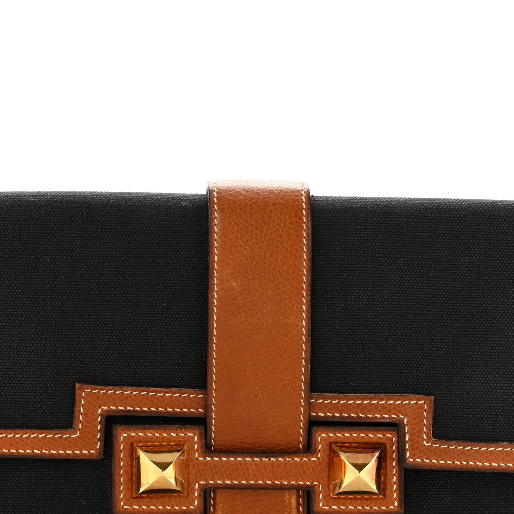 Canvas Courchevel Medor Clutch Gold Brown