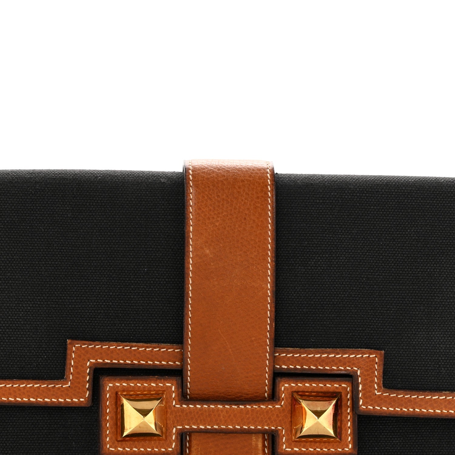 Canvas Courchevel Medor Clutch Gold Brown