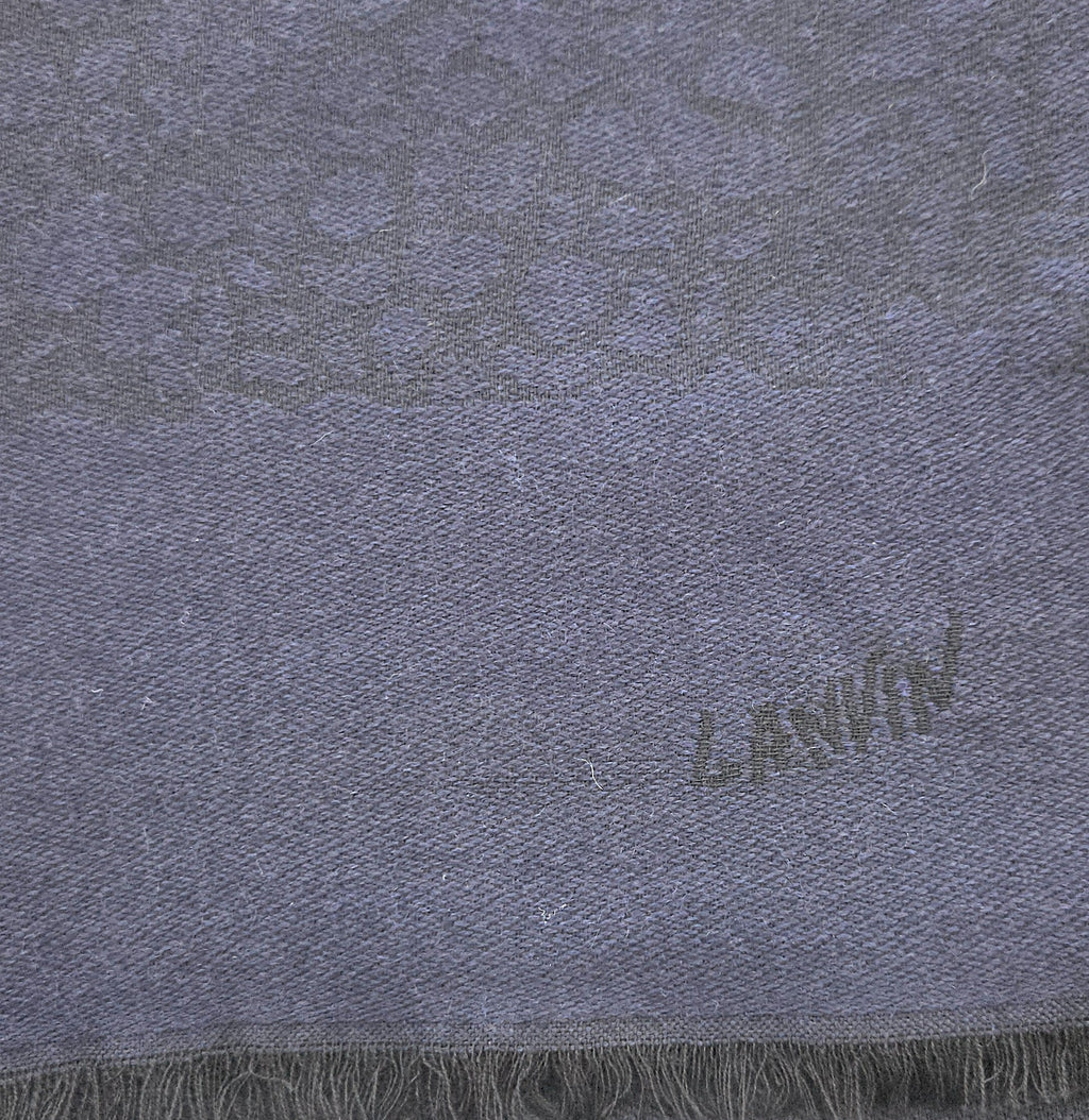Lanvin Soft Luxurious 100% Wool Blue Fringe Scarf