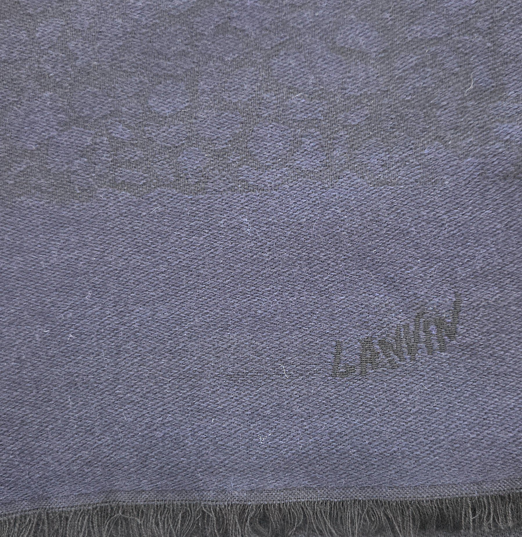 Lanvin Soft Luxurious 100% Wool Blue Fringe Scarf