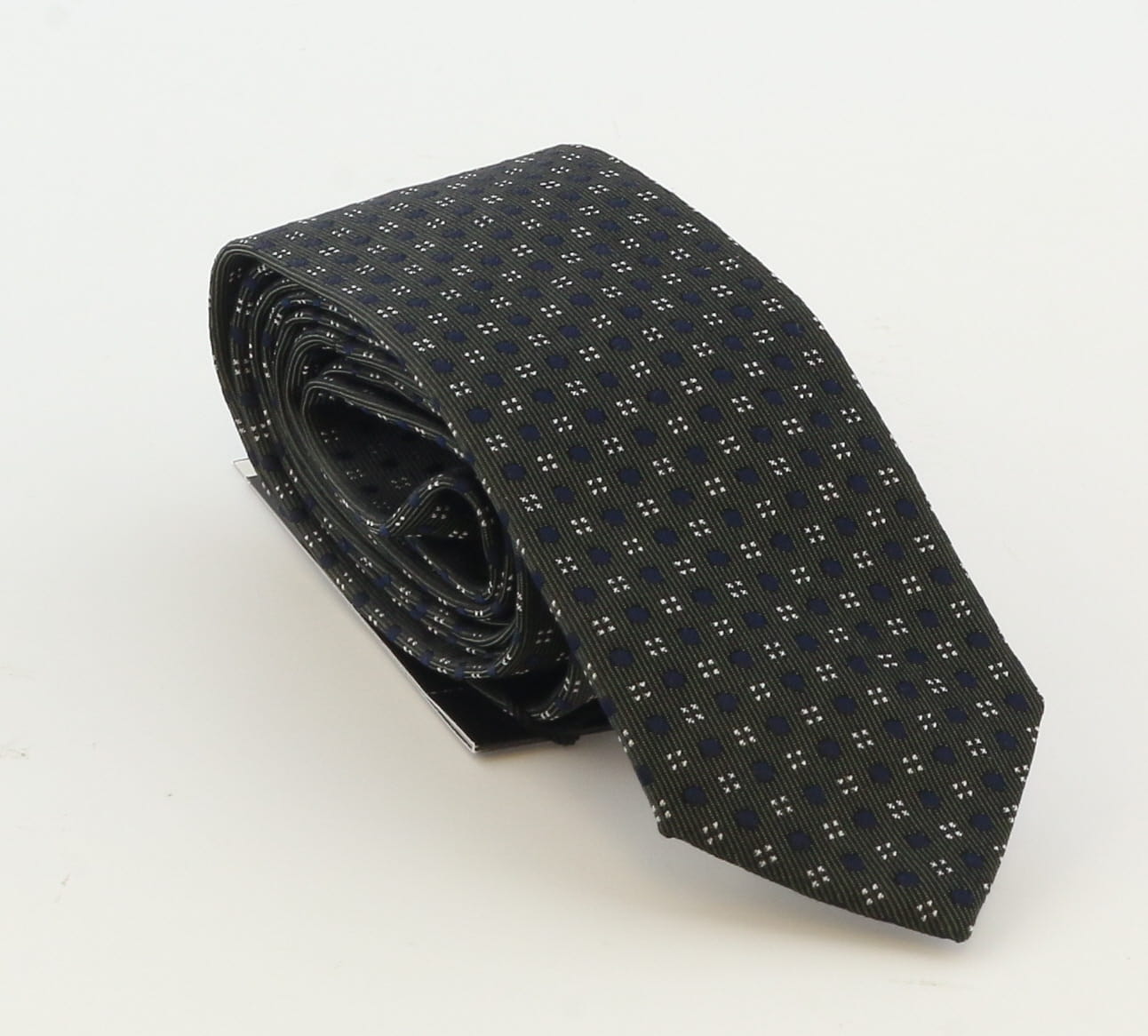 Emporio Armani Mens Green Navy Dotted Tie – Made in Italy