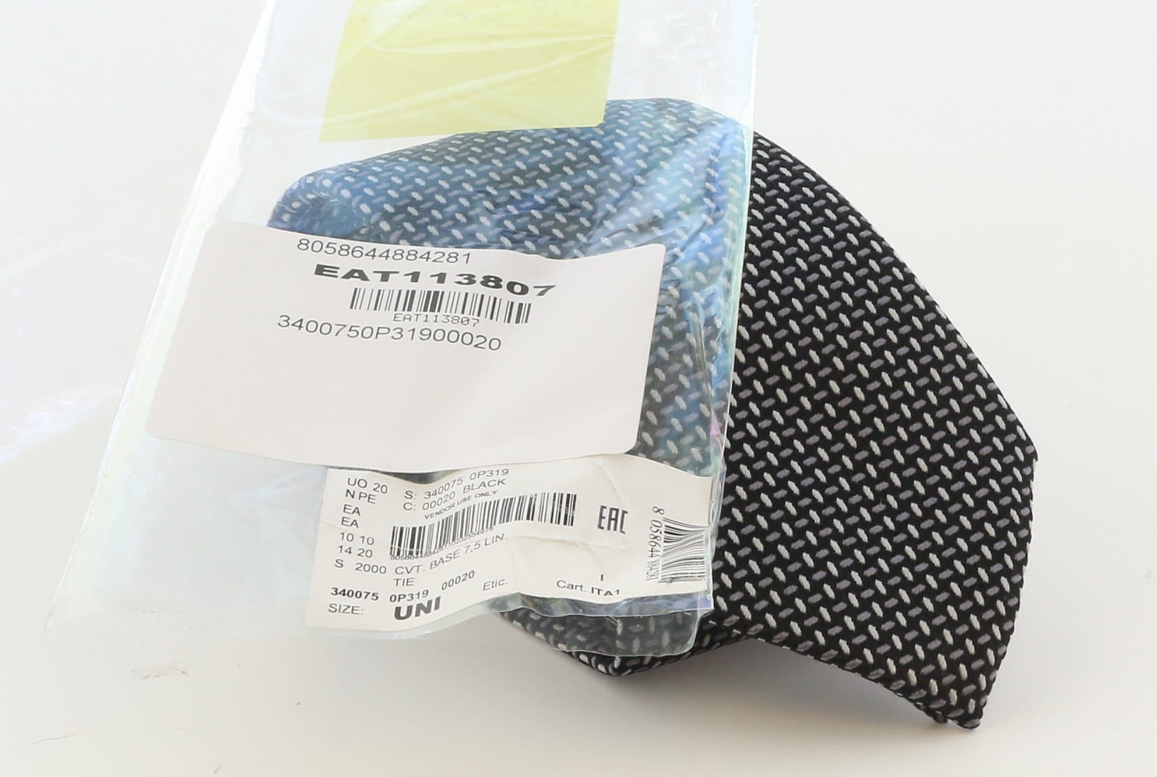 Emporio Armani Mens Black & Grey Grey Dotted Tie – Made in Italy