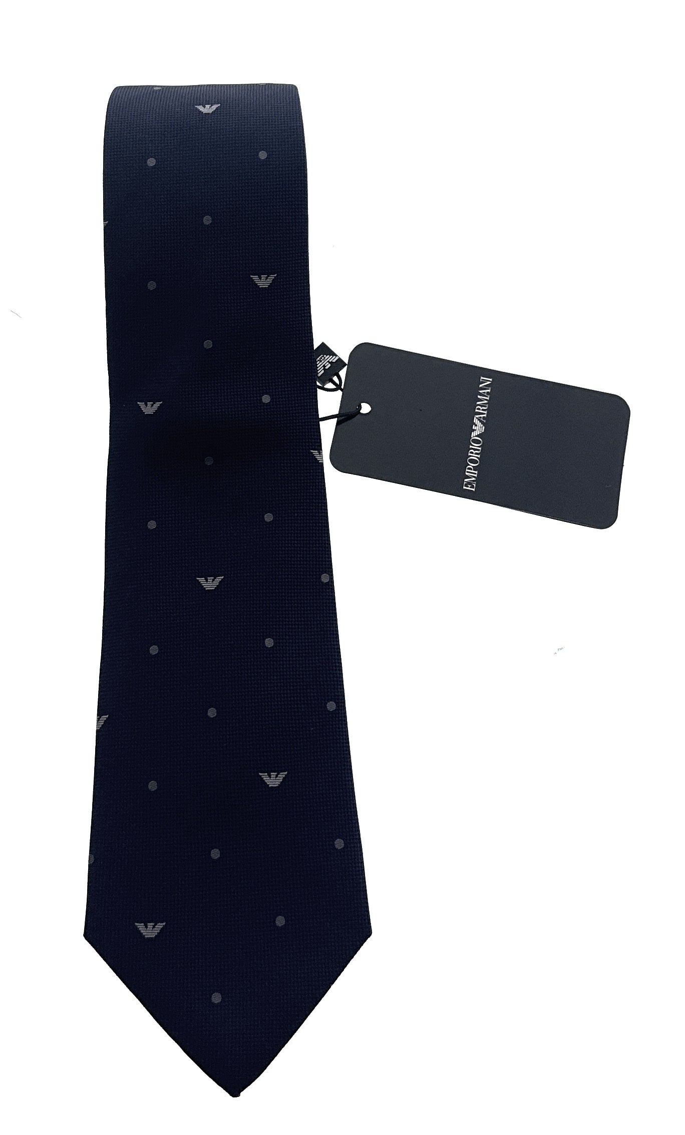 Emporio Armani Men’s Eagle Logo Pattern Silk Tie, Night Blue, 3