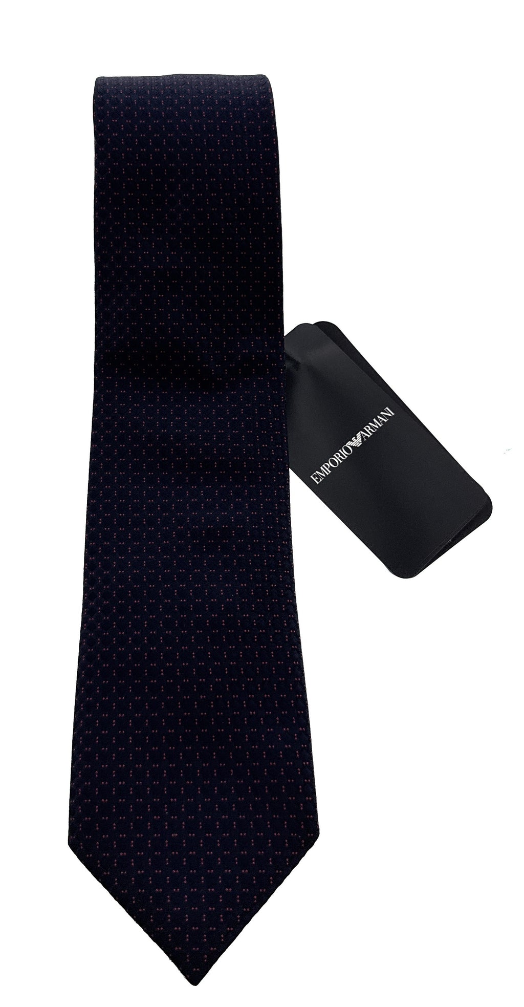 Emporio Armani Marine Blue Red Dotted Polyester-Silk Blend Tie – 3in