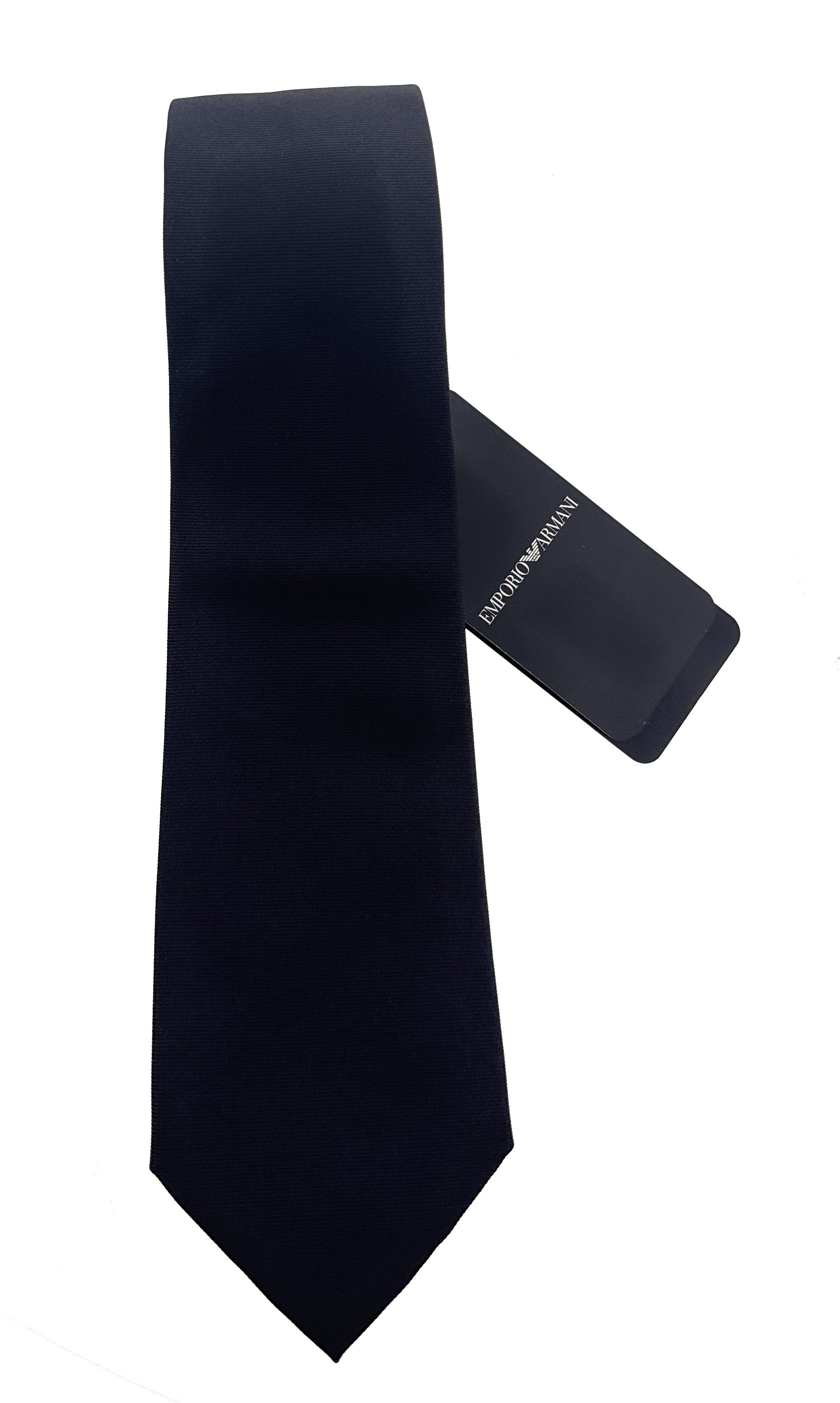Emporio Armani Black Grosgrain Pattern Men's Tie – Made in Italy