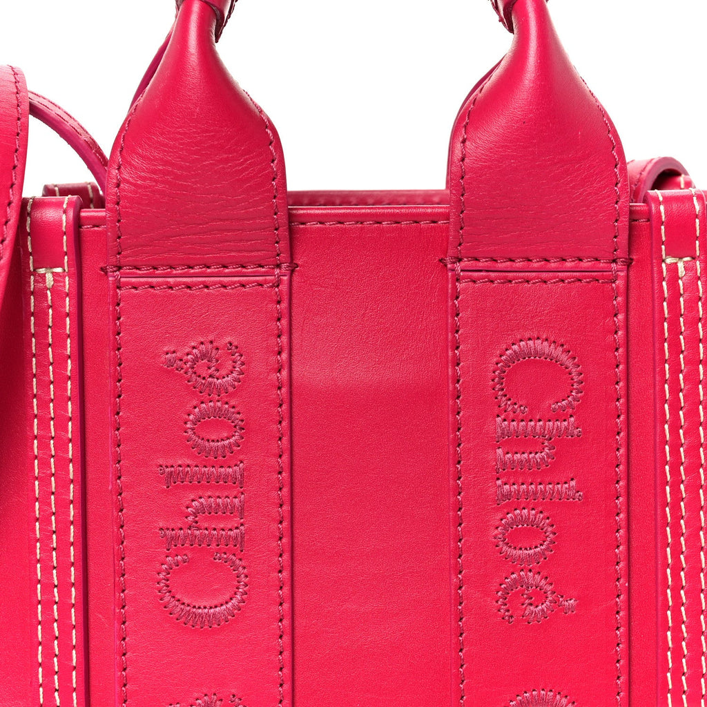 Calfskin Mini Woody Ribbon Tote Fizzy Pink