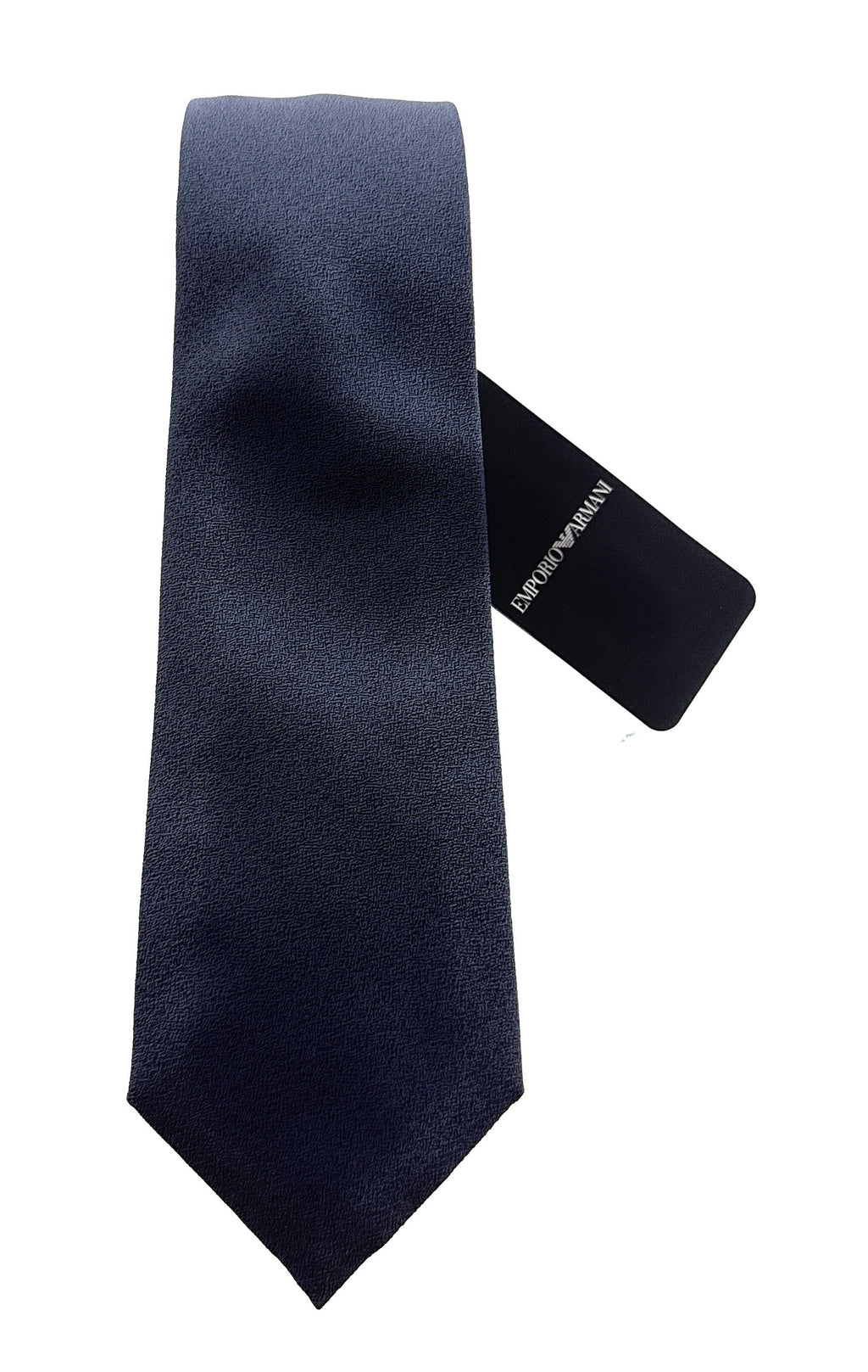 Emporio Armani Steel Blue Solid Textured Men's Tie – Made in Italy