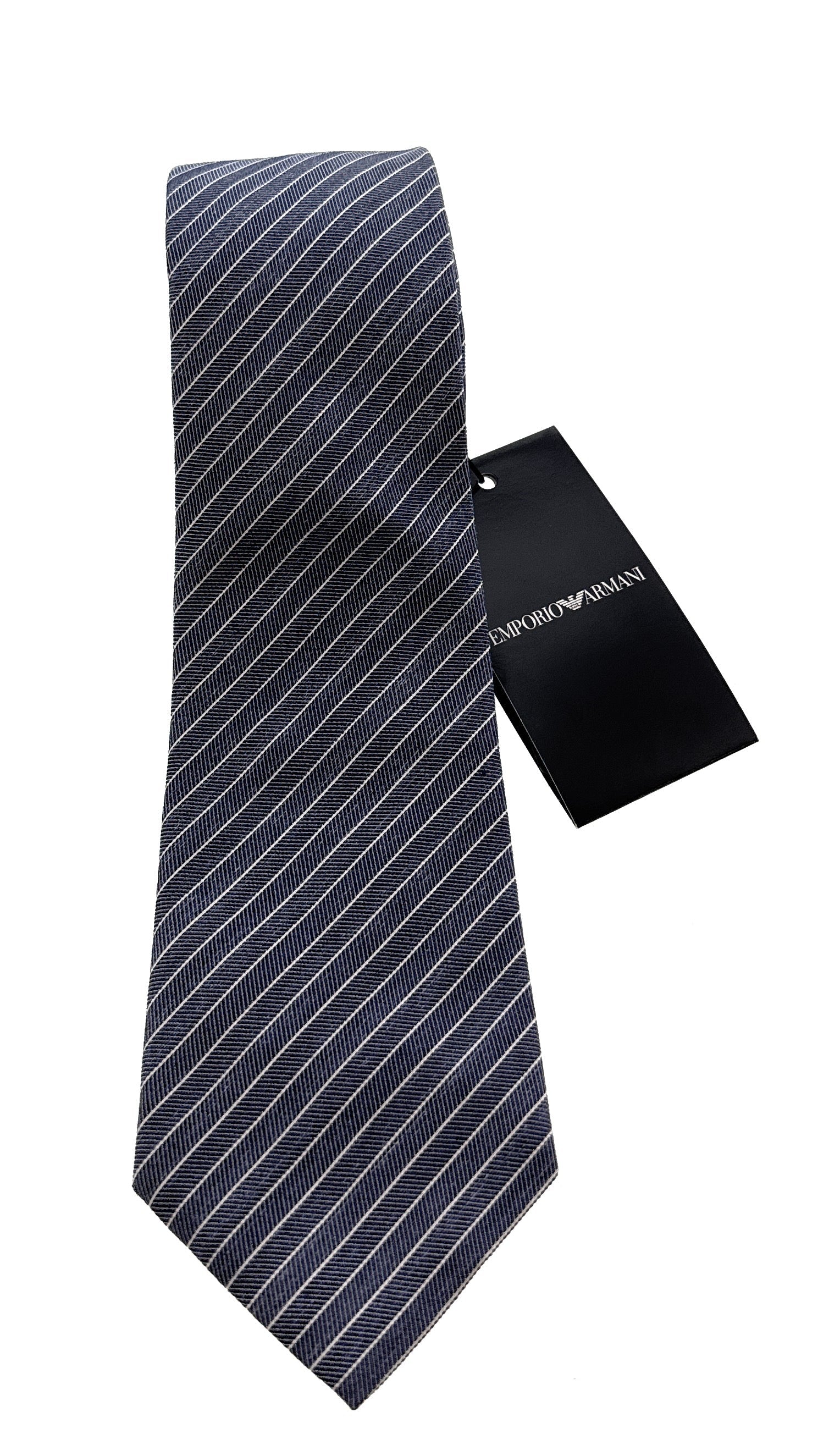 Emporio Armani Men’s Night Blue Striped Silk Necktie, 3''