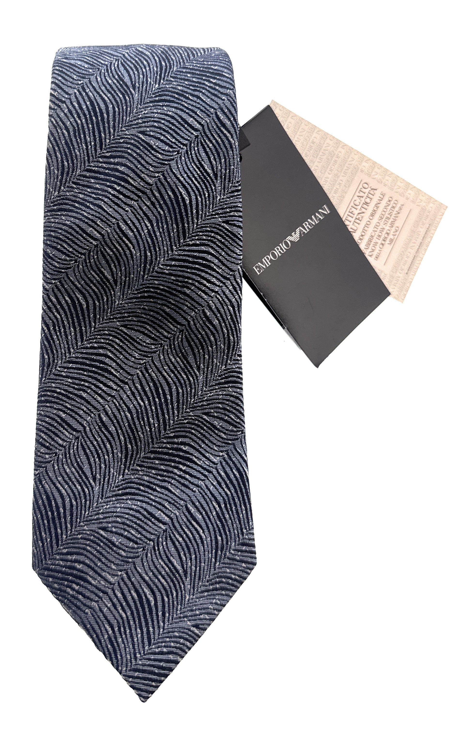 Emporio Armani Mens Light Blue Zebra Stripe Tie – Made in Italy