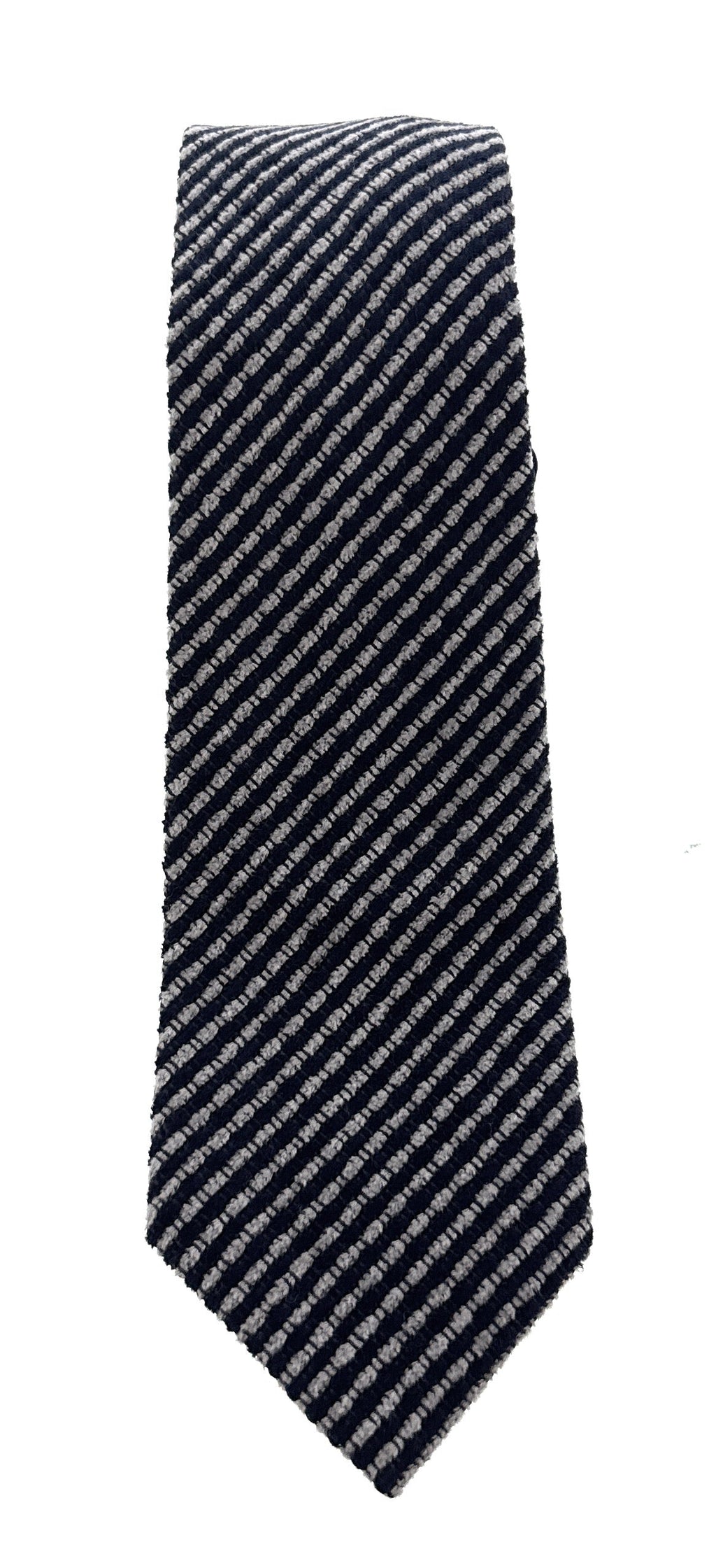 Emporio Armani Men's Blue & Grey Striped Tie, 3"