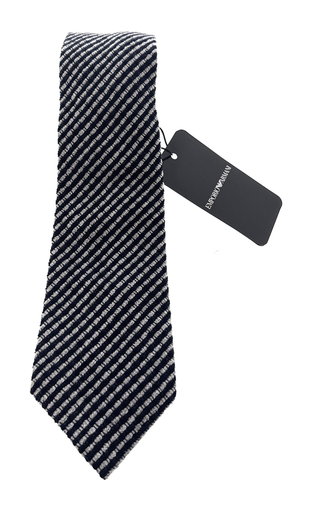 Emporio Armani Men's Blue & Grey Striped Tie, 3"