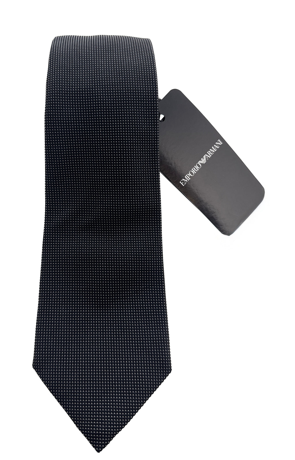 Emporio Armani Mens Black Dotted Tie – Made in Italy