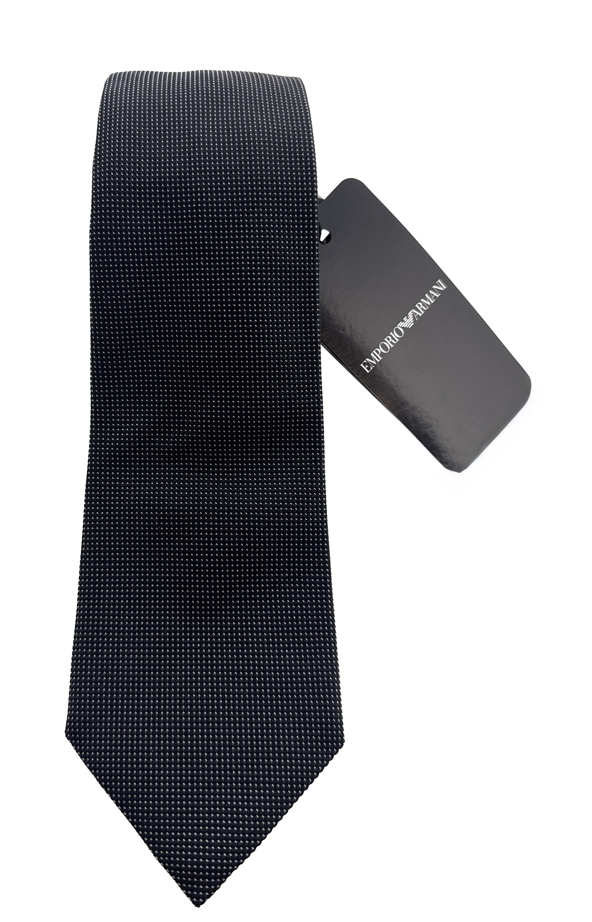 Emporio Armani Mens Black Dotted Tie – Made in Italy