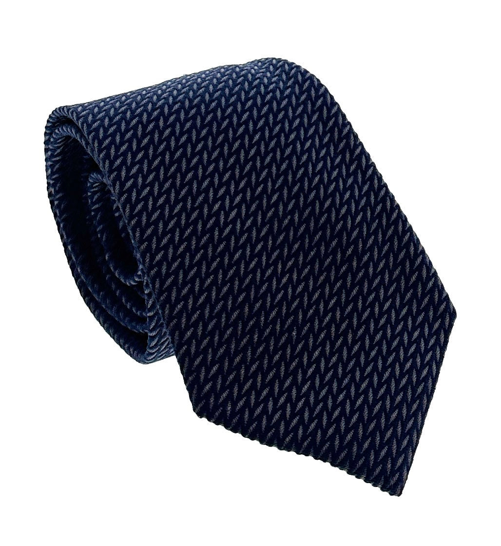 Emporio Armani Men's Blue & Grey Herringbone 51%%Otton 49%%Ilk Tie, 3"