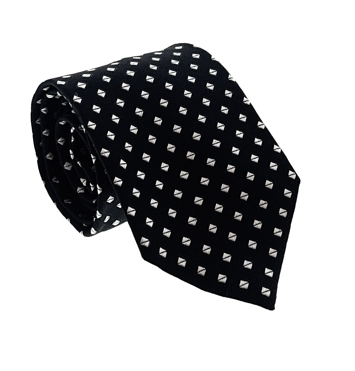 Emporio Armani Black Diamond Dotted Silk Tie – 3in