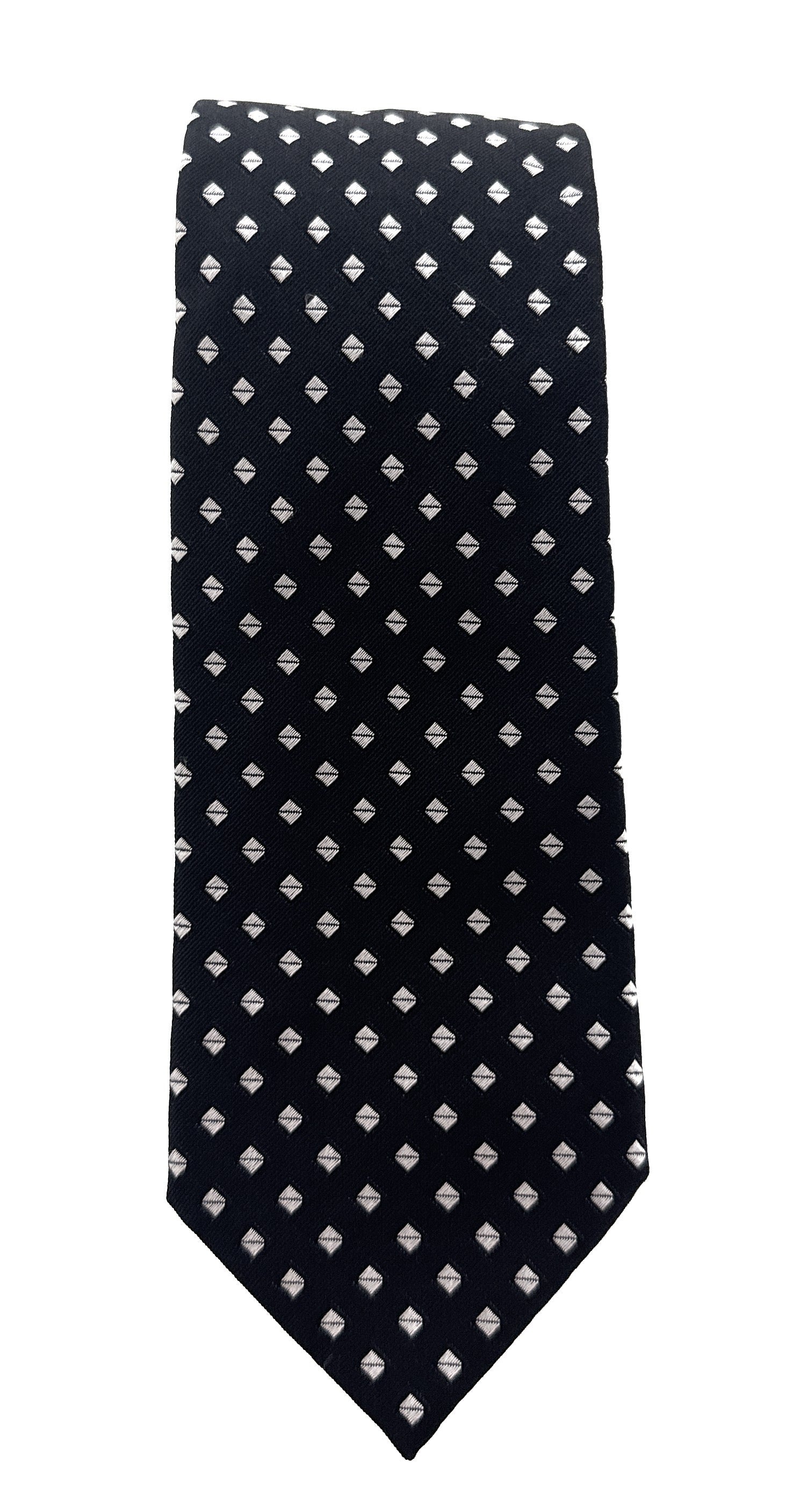 Emporio Armani Black Diamond Dotted Silk Tie – 3in