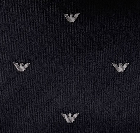 Emporio Armani Men’s Grey Silk Necktie with Logo Print, 3"