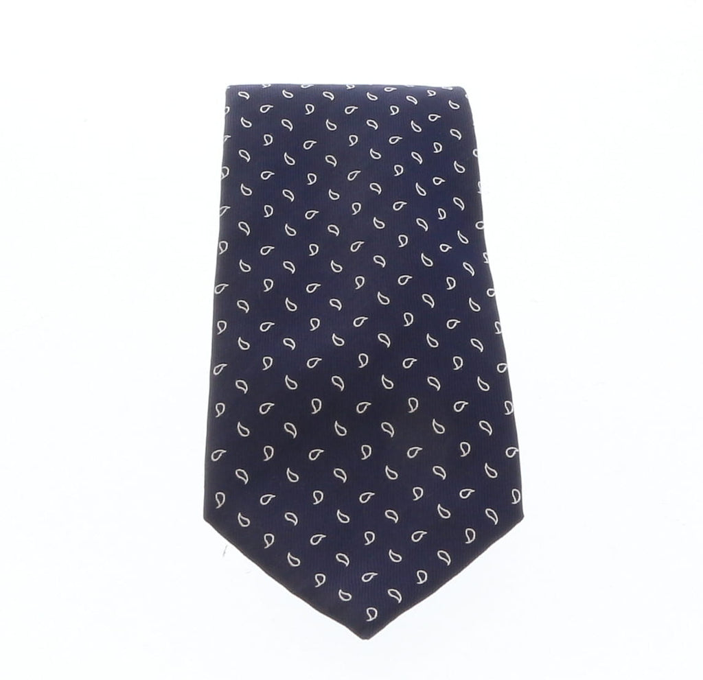 Emporio Armani Night blue Teardrop motif pattern 100% Silk Mens Tie